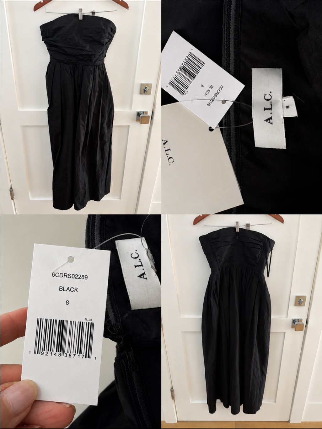 A.L.C. Black Strapless Midi Strapless Dress New With Tags Size 8 $675 Ret